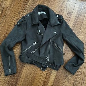 Zara Grey Suede Moto Jacket